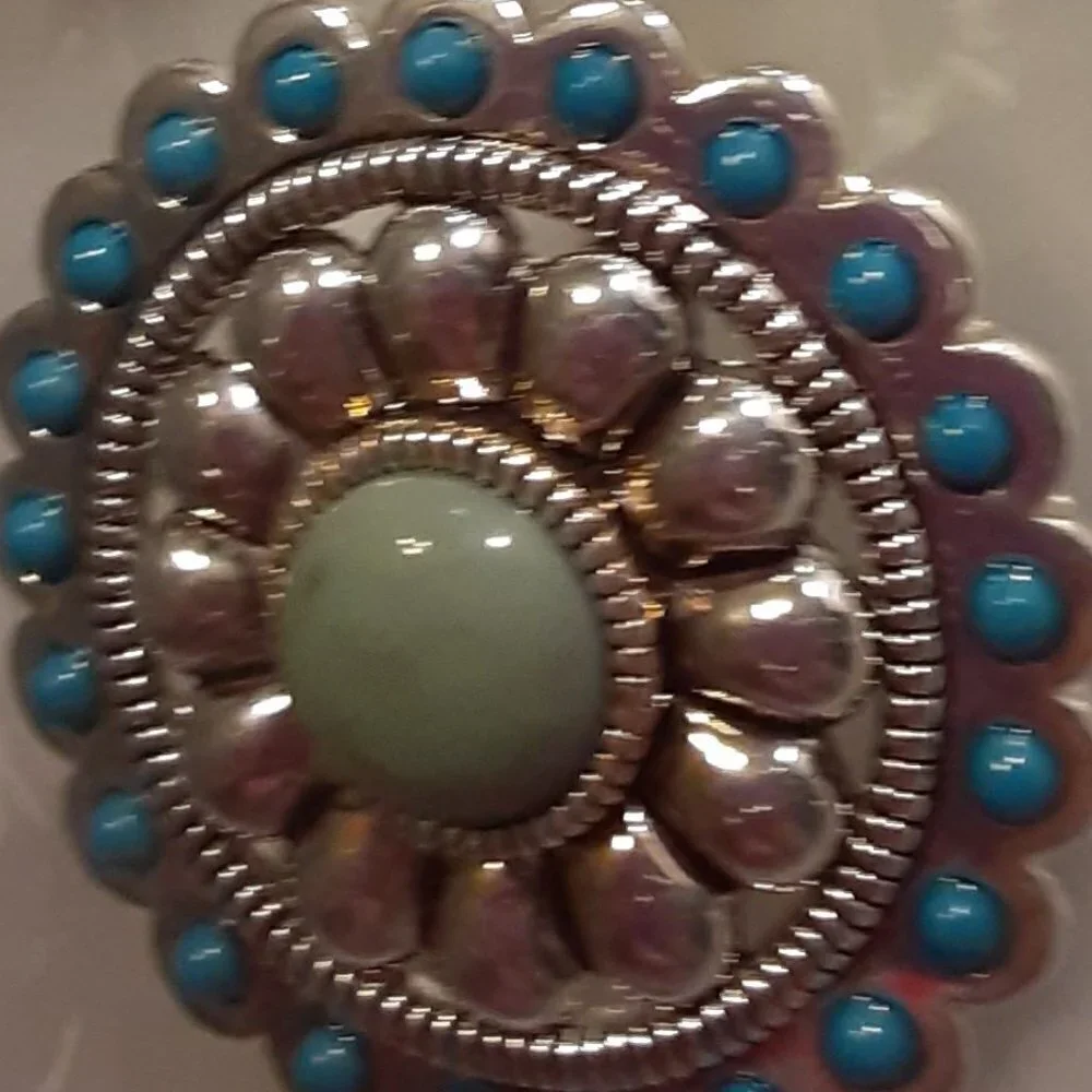 Round With Stones Earrings and Brooch New - Picture 2 of 4